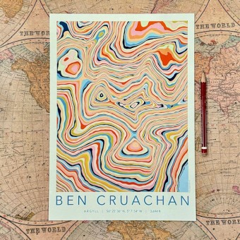 Topography Map Print Ben Cruachan - Made in Scotland