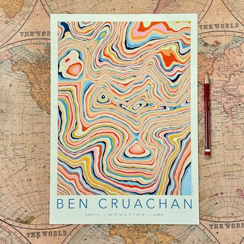 Topography Map Print Ben Cruachan - Made in Scotland Topography Map Print Ben Cruachan - Made in Scotland