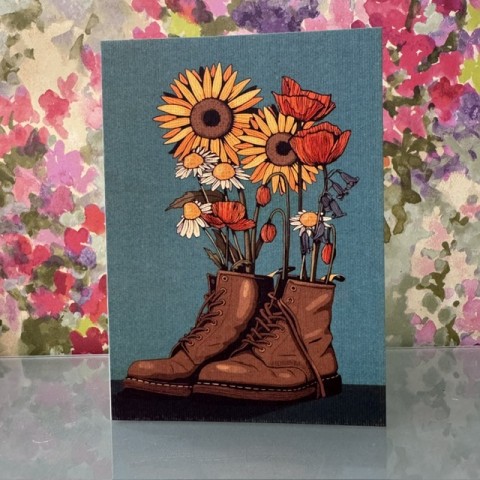 Blank card - Boots & flowers Blank card - Boots & flowers